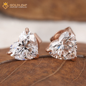 Boucles d'oreilles en diamant de laboratoire taille cœur Goldleafgem, or 14K 18K, certifiées IGI, diamants HPHT CVD, bijoux fins sur mesure - Product Image 3