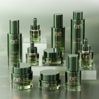 Emballage de luxe pour soins de la peau en verre givré vert noir, flacon compte-gouttes en verre pour sérum d'huile essentielle 30 ml
