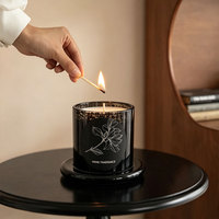 Bougie en cire de soja parfumée en verre cloche, personnalisée, noire, avec boîte cadeau pour l'aromathérapie à domicile – Vente en gros