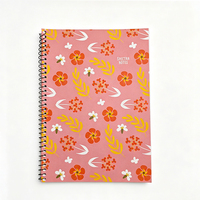 Carnet à spirale personnalisé à motifs floraux 210x150mm, papier ligné, reliure spirale, couverture imprimée, pour l'école, le bureau, l'écriture, papeterie