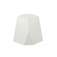 Table basse Kirkasa Farmhouse moderne et minimaliste en béton blanc, forme géométrique, structure métallique durable, garantie 1 an, mobilier de salon