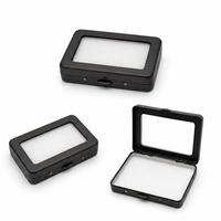 Boîte de présentation personnalisée en métal pour diamants en vrac, avec couvercle transparent à fermeture à pression, coussinet en velours noir, gris anthracite ou argenté, pour pierres précieuses et bijoux, vente en gros