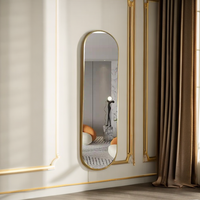 Grand miroir mural vintage en métal doré, sur mesure, pleine longueur, ovale, style défilé, décoration de salle de bain de luxe, en verre, pour la maison