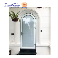 Puerta Francesa Arqueada de Aluminio con Rejilla de Acero, Doble Acristalamiento, Certificación NOA de Miami Dade, Fabricante, Tamaño Personalizado, Villa