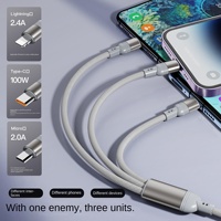 Câble USB 5-en-1 haute vitesse 100W avec blindage tressé en nylon, charge rapide 3A Type-C pour iOS, ordinateur, appareil photo