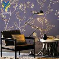 Papier peint mural personnalisé avec des fleurs et des oiseaux, résistant à l'humidité, antistatique, pour la décoration murale intérieure, imperméable