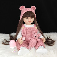Poupée Bébé Nouveau-Né Reborn en Silicone de 24 Pouces, Réaliste, Corps en Tissu Grand, Poupée de Tout-Petit pour Filles, Jouet Modèle de Mode