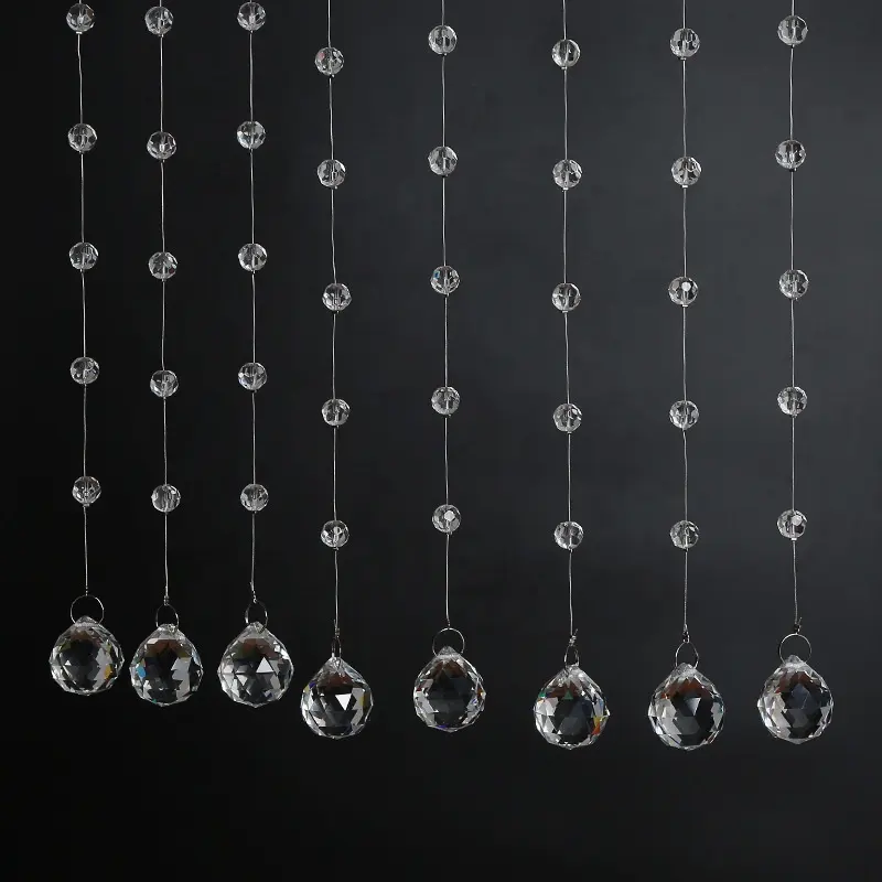 MF-L343Wholesale Crystal Clear Glass Bead Garland Crystal Hanging Strand Arch Crystal Beaded Curtain For Wedding Decoration