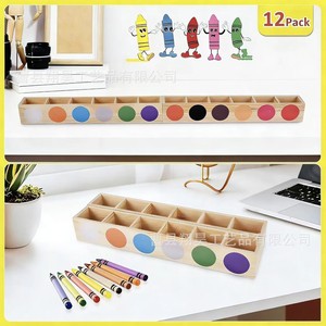 Wooden Storage Box For Crayons And Markers <b>Desktop</b> Organizer With <b>Shelf</b> Design For Children's Art Supplies - Product Image 5