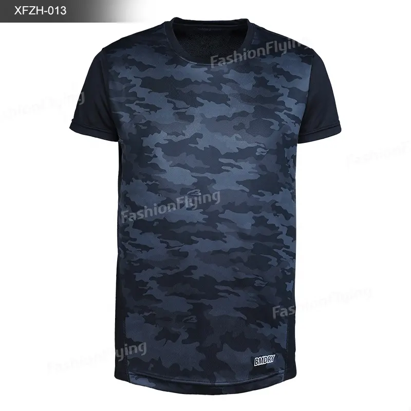 Camiseta estampada para hombre, camiseta elástica de secado rápido que absorbe la humedad, rendimiento atlético, impresión personalizada