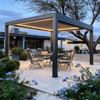 Kit de pergola à lames orientables en aluminium imperméable, gazebo extérieur à toit motorisé avec éclairage LED, prix usine