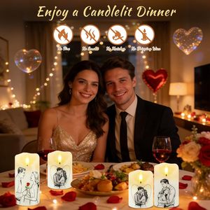 Bougies LED sans flamme avec télécommande, à piles, bougies électriques en <span class=keywords><strong>cire</strong></span> véritable, à intensité variable, fausses bougies pour la maison - Product Image 5