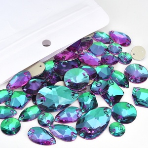 OLeeya 5A Strass à coudre en cristal à dos plat, formes mélangées Rivoli et goutte d'eau, pour accessoires de justaucorps de gymnastique - Product Image 5