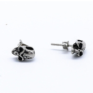 yunnique Skull <b>Stud</b> <b>Earrings</b> Titanium Steel Geometric Skeleton Design For Men And Women Fashion Jewelry - Product Image 5