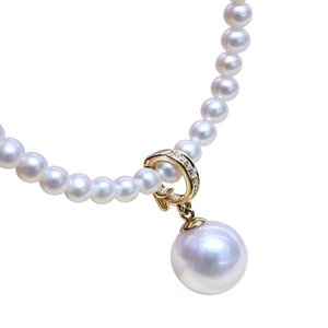 Stylish Durable Polished 18K <b>Solid</b> <b>Gold</b> <b>pendant</b> accessories Inlaid Tiny Clear Diamond For Pearl <b>Pendant</b> Necklace Handmade - Product Image 2