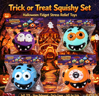 Ensemble de jouets Squishy Monstre d'Halloween, jouet anti-stress à remontée lente et souple, jouet de décompression Monstre mignon, cadeau de fête