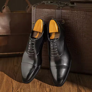 Chaussures Oxford pour hommes, en cuir, style italien luxueux, formelles, à lacets, décontractées, pour le bureau, pour la marche - Product Image 2