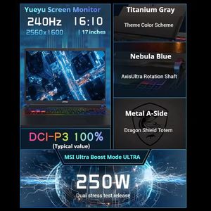 โน้ตบุ๊กเกมมิ่ง <span class=keywords><strong>MSI</strong></span> 2025 รุ่นใหม่ล่าสุด ขนาด 17 นิ้ว Intel Core Ultra 9 RTX 5070ti/5080/5090 ภาษาอังกฤษ พกพาสะดวก - Product Image 2
