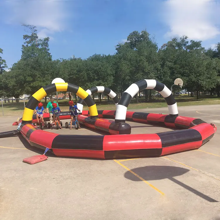 Jogos esportivos infláveis gigantes, pista de corrida inflável, pista de corrida para karting