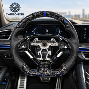 Volante de Coche de Fibra de Carbono Forjado Azul y Cuero Negro Personalizable Directo de Fábrica para Infiniti FX35 G25 G37 Q50 Q60 Q70 350Z - Product Image 4