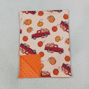 Manta para Bebé al por Mayor con Diseño de Camión de Calabazas de Otoño, Manta Suave de Tela Rosa para Decoración de Invierno - Product Image 1