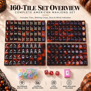 แผ่นไพ่นกกระจอกอะคริลิกดีไซน์เก๋ ขัดเงา ลายเรโทรฮาโลวีน ชุด 160 ชิ้น สำหรับเล่นไพ่นกกระจอกแบบอเมริกัน เหมาะสำหรับงานสังสรรค์ในวันหยุด - Product Image 2