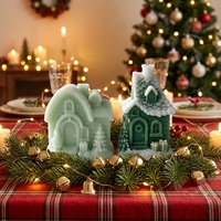 J10-597 Moules en silicone personnalisés pour maison de Noël, fabrication en usine, vente en gros, pour bougies, savons, décoration intérieure, pour le jour de Noël