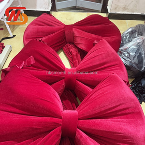 ฉากหลังกำมะหยี่สีแดงหรูหรา ประดับโบว์ สำหรับตกแต่งงานแต่งงาน พิธี งานเลี้ยง ทางเดิน และเวที - Product Image 4