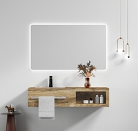 2025 personnalisé LED miroir coiffeuse avec Rock Board bassin ensemble pour hôtels Design moderne salle de bain vanités éviers en vente