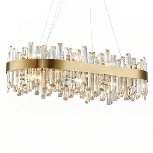 Lámpara de araña de cristal ovalada, dorada, E27, LED, colgante, para sala de estar, comedor, moderna, de lujo, para techo - Product Image 5