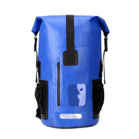 Sac à dos étanche, sac sec, fermeture à enroulement, sac flottant avec poche avant et bande réfléchissante pour les activités nautiques en plein air