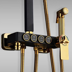 <span class=keywords><strong>Set</strong></span> Doccia da Parete Multifunzione con Pannello <span class=keywords><strong>in</strong></span> Acciaio Inox Spazzolato Nero, con Getto a Pioggia e Spruzzatore - Product Image 4