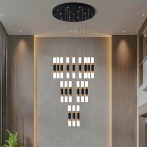 Villa tromba delle scale <span class=keywords><strong>lampadario</strong></span> duplex appartamento luce di lusso semplice <span class=keywords><strong>soggiorno</strong></span> a led lungo linea <span class=keywords><strong>lampadario</strong></span> - Product Image 4