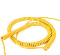 Cable en espiral aislado de PVC PU amarillo resorte de núcleo de cobre brillante de tamaño personalizado cables fiables