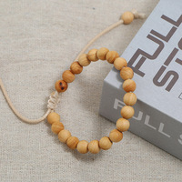 Bracelets élastiques populaires faits à la main en perles de bois de santal naturel, ajustables, pour femmes et hommes, bijoux thérapeutiques en bois