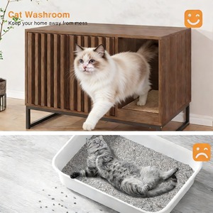 Concealed Wood <strong>Cat</strong> <strong>Litter</strong> Box <strong>Furniture</strong> with Scratching Board and Easy Clean Feature Indoor Side Table - Product Image 5