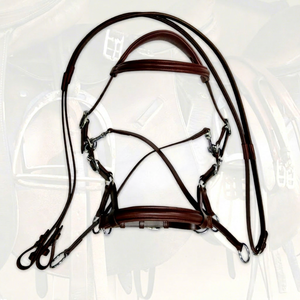 Bridon anatomique sans bit en cuir de vachette souple rembourré de qualité supérieure - Product Image 1