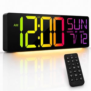 Changing <b>LED</b> <b>Wall</b> <b>Clock</b> Large Display Temperature Humidity Timer Remote Dual Alarm Home Decor - Product Image 3