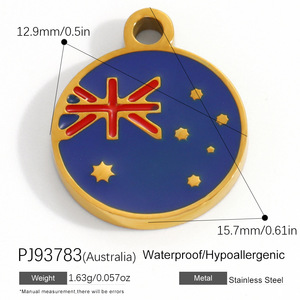 Breloques et accessoires <span class=keywords><strong>de</strong></span> bijoux Manna en acier inoxydable plaqué or 18 carats, émaillées, étanches et inaltérables, à thème drapeau national - Product Image 3