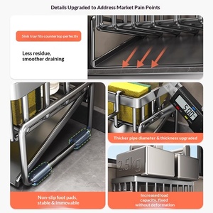 Escurridor de Fregadero con Organizador de Platos y Almacenamiento de <span class=keywords><strong>Detergente</strong></span>, Solución de Almacenamiento Metálica Imprescindible - Product Image 3