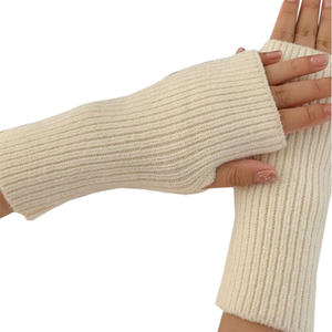 Guanti termici squisiti <span class=keywords><strong>da</strong></span> <span class=keywords><strong>donna</strong></span> invernali e caldi per scaldavivande a maglia guanti lunghi <span class=keywords><strong>senza</strong></span> <span class=keywords><strong>dita</strong></span> con foro per il pollice per il calore esterno - Product Image 1