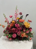 SY-Caramel Burnt Autumn Deep Pink Red Retro Vintage Pink Red Centre de table Fleurs de marguerite Couloir floral Amaranthus