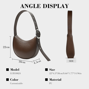 <span class=keywords><strong>Borsa</strong></span> a Tracolla a Mezzaluna Marrone per Donna con Cinturino Regolabile, OEM ODM Personalizzabile - Product Image 2