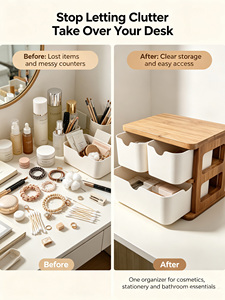 Boîte de rangement de bureau durable et biodégradable en <span class=keywords><strong>fibre</strong></span> de bambou et amidon de maïs sans plastique avec tiroir intégré - Product Image 5