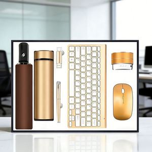 Wholesale Customized Promotional Gifts Modern Luxury Leather UV Printed <b>Notebook</b> Pen Vacuum Cup Keyboard Business Gift Set - Product Image 4