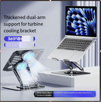 Support de refroidissement pour ordinateur portable tout en métal durable avec deux ventilateurs rotatifs, base de support pour tablette pour une utilisation au bureau et en classe.