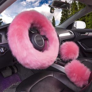Housses de <span class=keywords><strong>volant</strong></span> moelleuses mignonnes pour femmes/filles/dames Housse de <span class=keywords><strong>volant</strong></span> en fourrure rose - Product Image 3