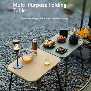 Outdoor Camping Folding Plastic Portable BBQ Picnic Height-Adjustable Lightweight Small <b>Table</b> for Road Trips - Product Image 4
