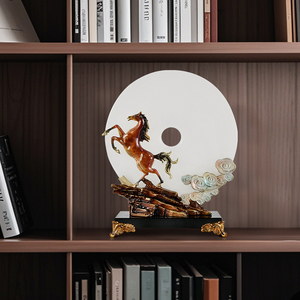 Figura de Caballo con Hebilla de la Suerte, Escultura de Disco de Jade, Adorno de Resina para Oficina, Hogar, Escritorio, Regalo - Product Image 4