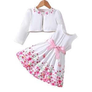 Completo per <span class=keywords><strong>Bambina</strong></span> da 1 a 7 Anni Nuovo Set con Giacca a Maniche Lunghe e Abito Floreale Stile Europeo e Americano - Product Image 1